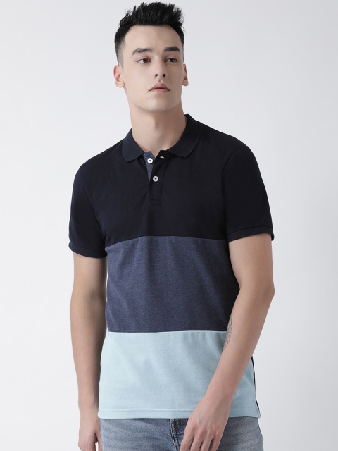 

Club York Men Blue Colourblocked Polo Collar T-shirt