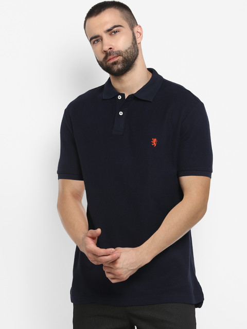 

Red Tape Men Navy Blue Solid Polo Collar T-shirt