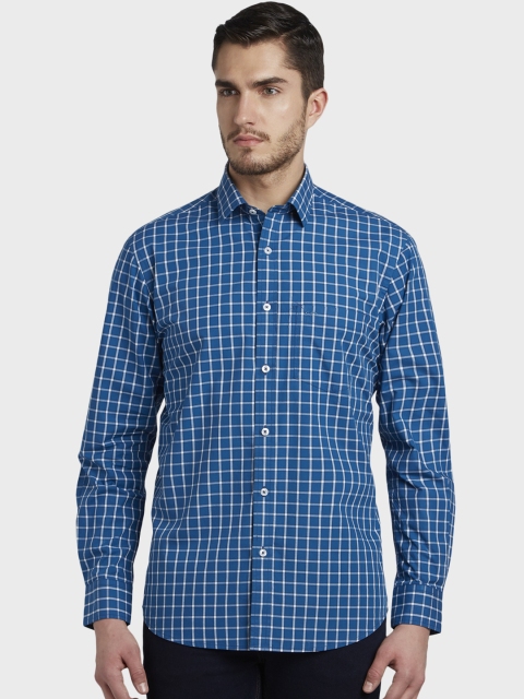 

ColorPlus Men Blue & White Tailored Fit Checked Casual Shirt