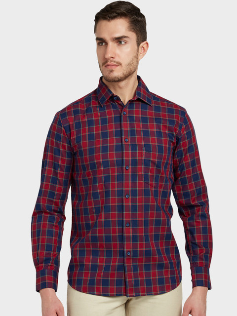 

ColorPlus Men Red & Blue Tailored Fit Checked Casual Shirt