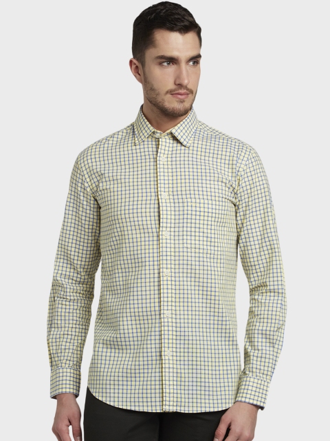 

ColorPlus Men Yellow & Blue Tailored Fit Checked Casual Shirt