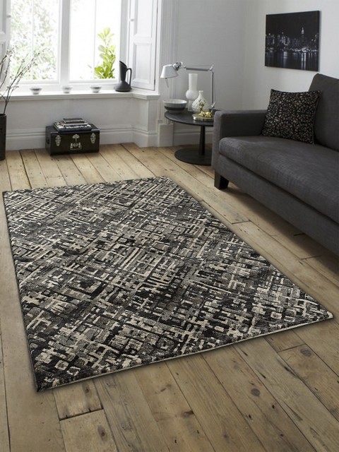 

OBSESSIONS Beige Printed Anti-Skid Rectangular Carpet