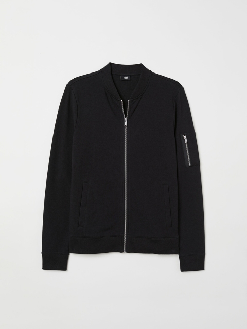 

H&M Men Black Jersey Bomber Muscle Fit
