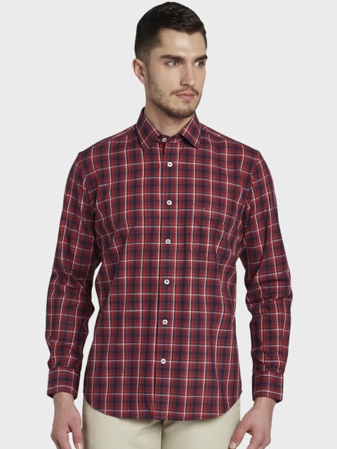 

ColorPlus Men Maroon & Black Tailored Fit Checked Casual Shirt