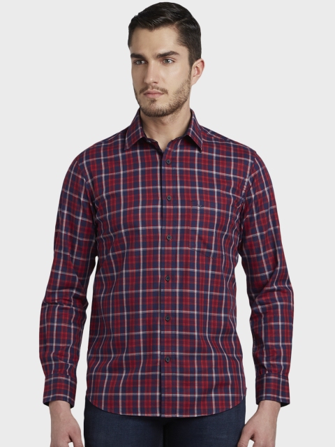 

ColorPlus Men Red & Blue Tailored Fit Checked Casual Shirt