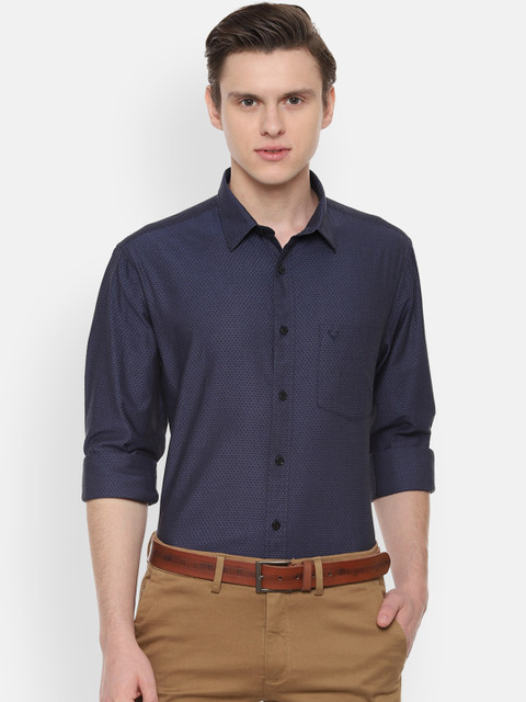 

Allen Solly Men Navy Blue Slim Fit Self Design Casual Shirt