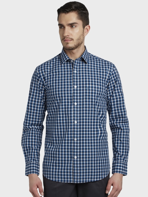 

ColorPlus Men Blue & White Tailored Fit Checked Casual Shirt