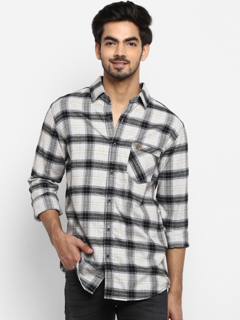

Mufti Men Grey & Black Slim Fit Checked Casual Shirt