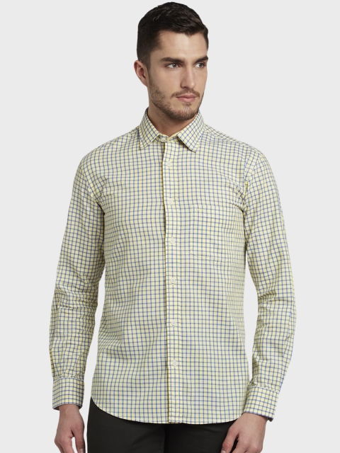 

ColorPlus Men Yellow & Blue Tailored Fit Checked Casual Shirt
