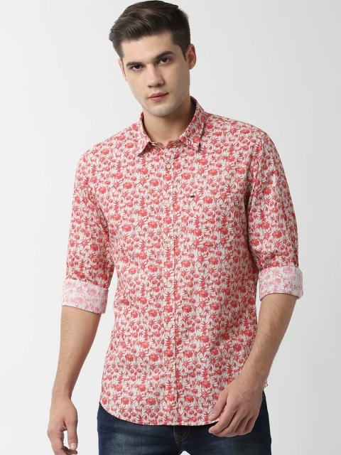 

Peter England Casuals Men Red & White Slim Fit Printed Casual Shirt