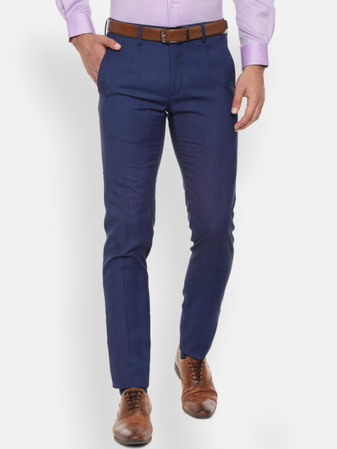 

Van Heusen Men Blue Slim Fit Solid Formal Trousers
