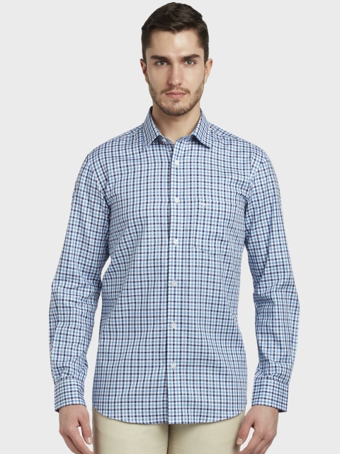 

ColorPlus Men Blue & White Tailored Fit Checked Casual Shirt