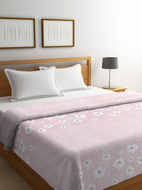 

Trident Pink & White Floral Print Reversible Mild Winter 90 GSM Double Bed Dohar