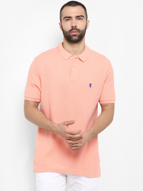 Red Tape Men Peach-Coloured Solid Polo Collar T-shirt
