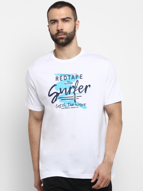

Red Tape Men White Printed Round Neck T-shirt