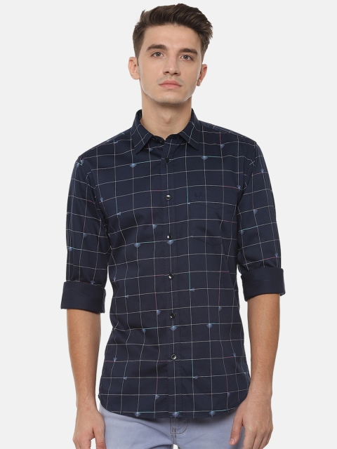 

Allen Solly Men Navy Blue Regular Fit Checked Casual Shirt