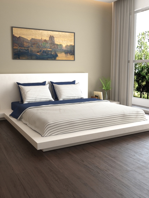 

MARK HOME Blue & White Striped 200TC Bedding Set With Duvet Cover