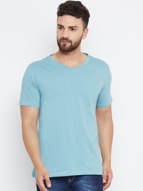 

JUMP USA Men Blue Solid V-Neck T-shirt