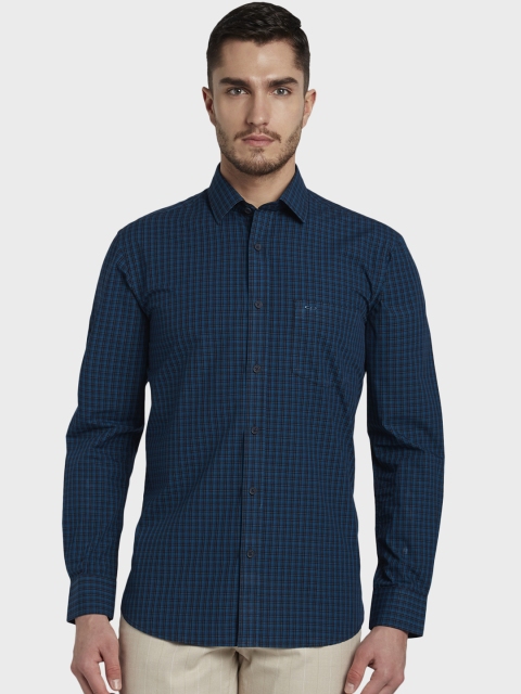 

ColorPlus Men Blue Tailored Fit Checked Casual Shirt