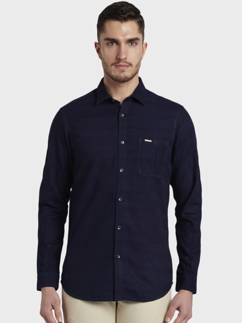 ColorPlus Men Navy Blue Regular Fit Solid Casual Shirt
