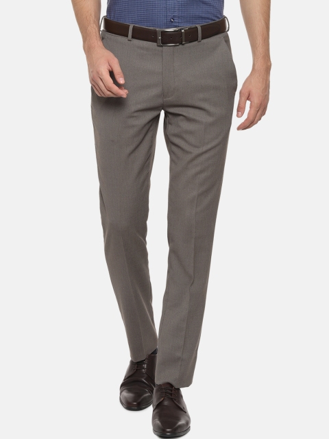 

Louis Philippe Men Grey Slim Fit Self Design Formal Trousers