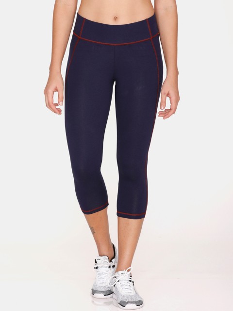 

Zelocity by Zivame Women Navy Blue Solid Three-Fourth Length Tights