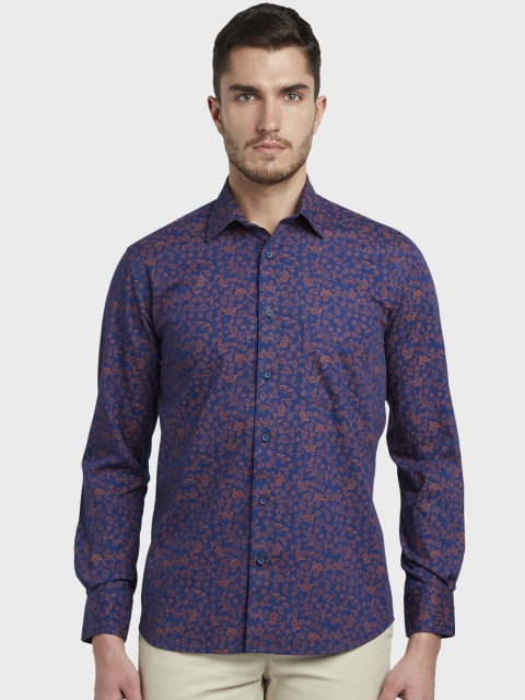 

ColorPlus Men Blue & Orange Tailored Fit Printed Casual Shirt