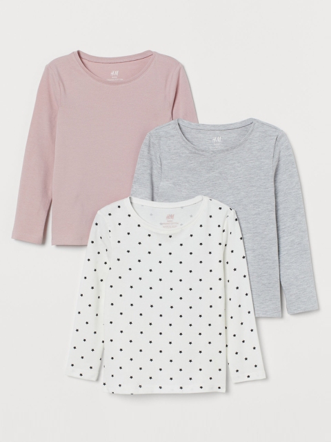 

H&M Girls 3-Pack Long-Sleeved T-shirts, Pink