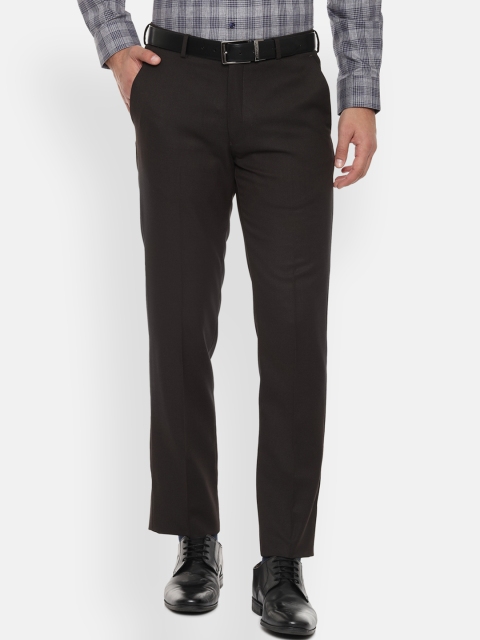 

Louis Philippe Men Brown Regular Fit Self Design Formal Trousers