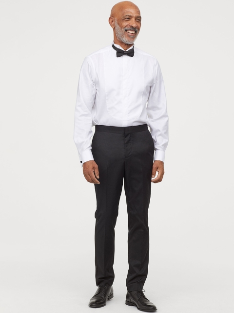 

H&M Men Black Tuxedo Trousers Slim Fit