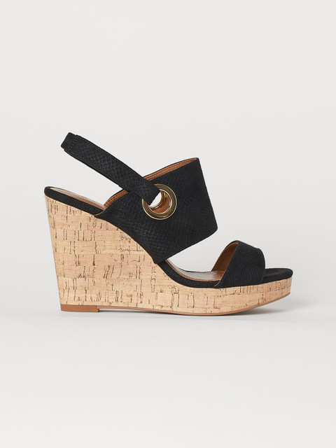 

H&M Women Black Wedge-Heel Sandals
