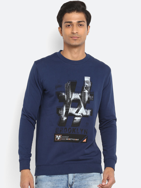 

Mufti Men Navy Blue Printed Sweatshirt