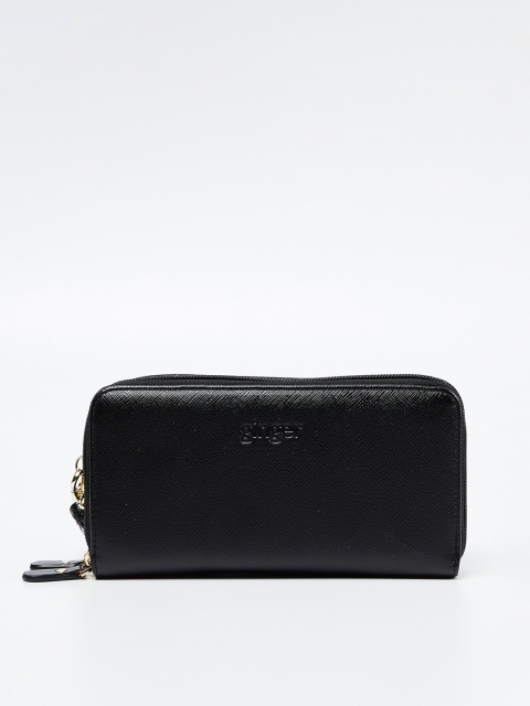 

Ginger by Lifestyle Women Black Textured Zip Around Wallet