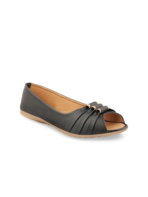 

Shoetopia Women Black Solid Open Toe Flats