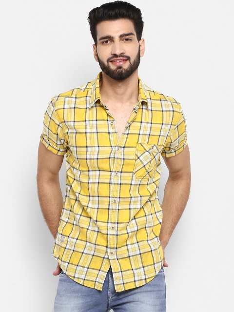 

Mufti Men Yellow Slim Fit Checked Casual Shirt