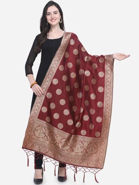 

Satrani Maroon Woven Design Dupatta