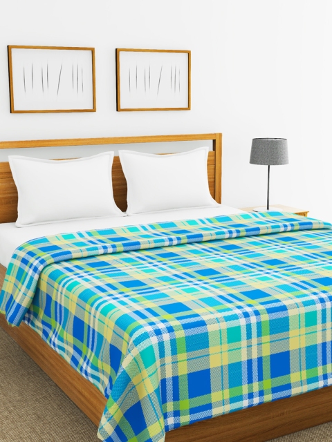 

BIANCA Green & Blue Checked AC Room 120 GSM Double Bed Comforter