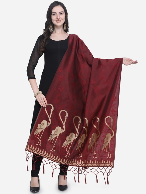

Satrani Maroon Woven Design Dupatta