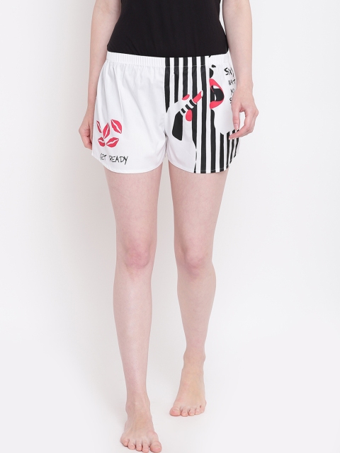 

La Intimo Women White & Black Printed Lounge Shorts BOLIF004WE0