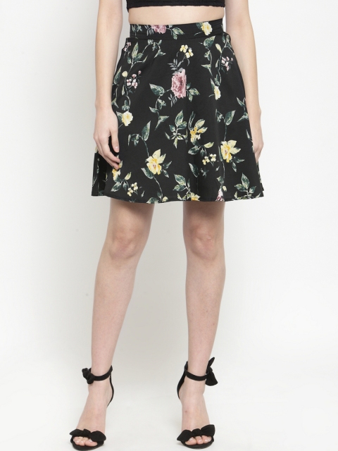 

Sera Women Black Floral Printed Flared Mini Skirt