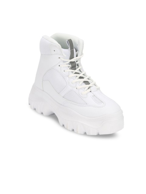 

Truffle Collection Women White Solid Mid-Top Flat Boots