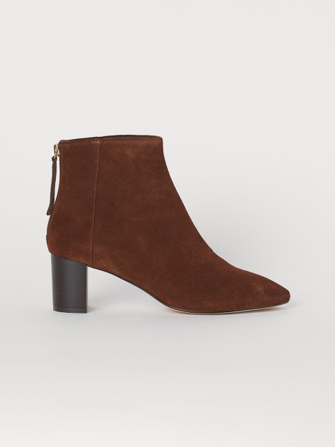 

H&M Women Brown Solid Suede Ankle Boots