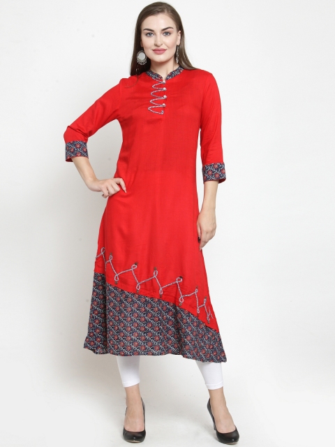 

Purplicious Women Red Solid A-Line Kurta