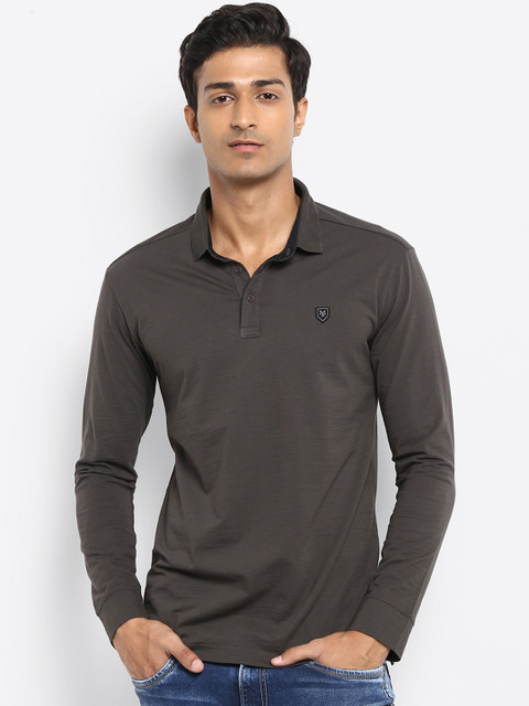 

Mufti Men Grey Solid Polo Collar T-shirt