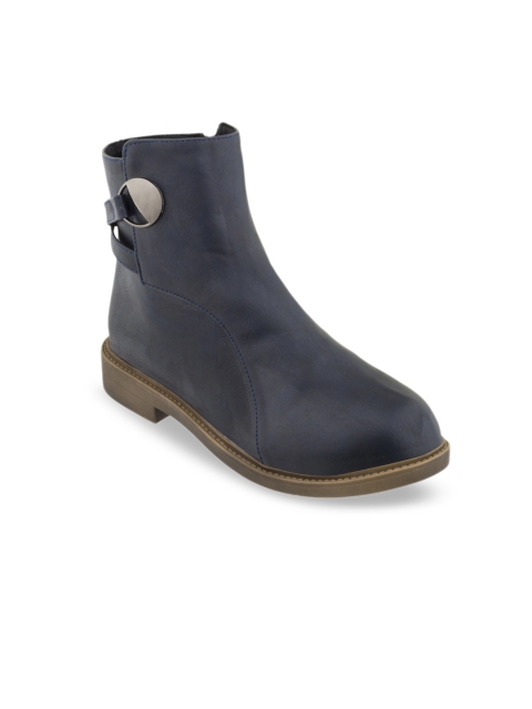 

SHUZ TOUCH Women Blue Solid Heeled Boots