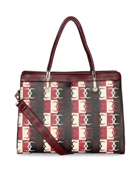 

ESBEDA Maroon & Black Printed Handheld Bag