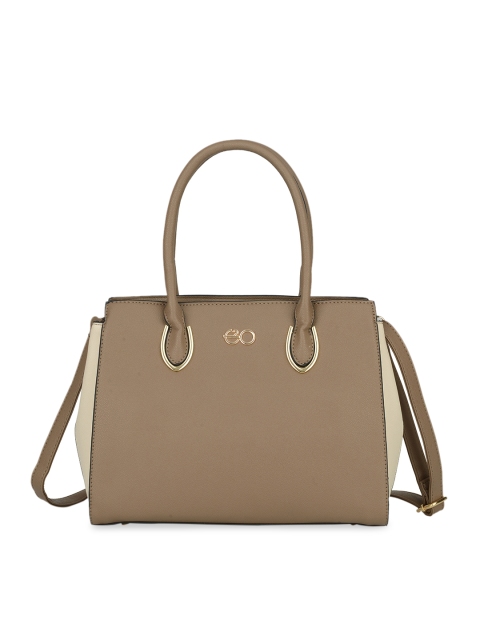 

E2O Brown Colourblocked Handheld Bag