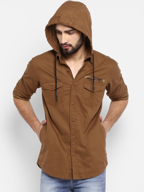 

Mufti Men Brown Slim Fit Solid Casual Shirt