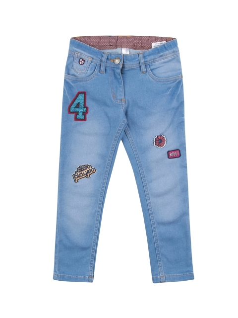 

U.S. Polo Assn. Kids Girls Blue Regular Fit Mid-Rise Clean Look Stretchable Jeans