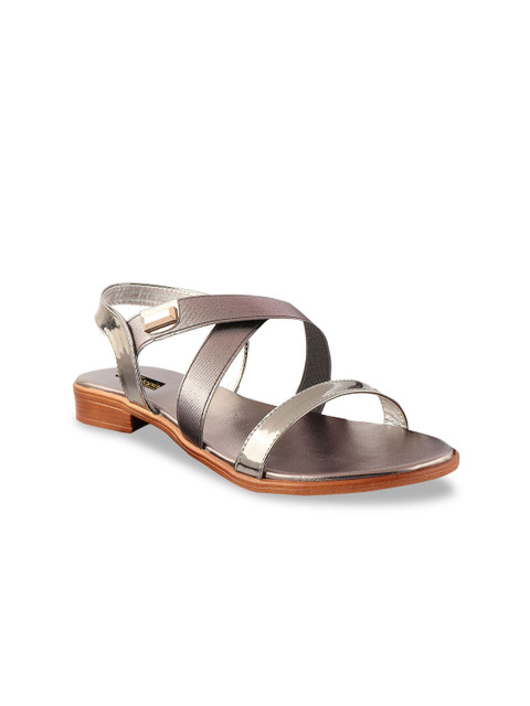 

Shoetopia Women Silver-Toned Solid Open Toe Flats